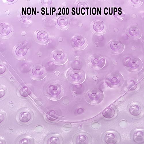 YINENN Bath and Shower Safety Mats 40x16 inch, Non Slip with Suction Cups for Bathroom Stall and Tub Floor, Extra Large and Machine Washable, Drain Holes Keep Bathtub Clean, Purple - Image 3