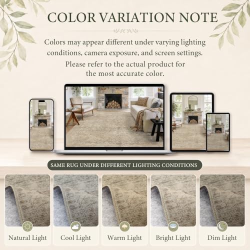 2x3 Washable Boho Entryway Area Rug Dark Beige Non-Slip Door Mat - Image 7