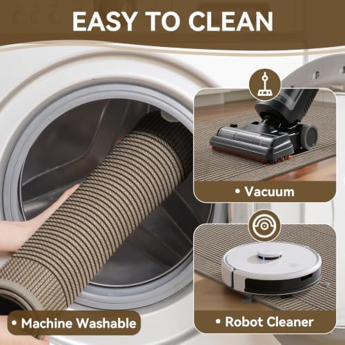 Kitchen Rugs Set of 2, Kitchen Mats for Floor,20x32+20x71 Brown - Image 4