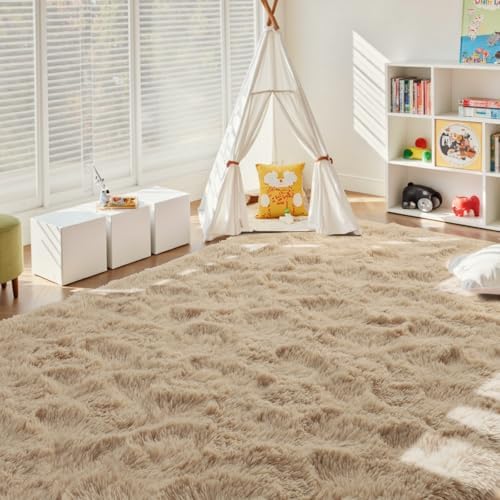 6x9 Ft Large Shag Beige Rugs for Living Room Bedroom, Ultra Soft Fluffy Furry Area Rugs for Playroom Indoor Floor, Aesthetic Carpet for Kids Home Decor - Image 3