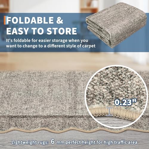 GarveeHome Scalloped Washable Rugs for Entryway 3x5 Rug Non-Slip, Brown - Image 6