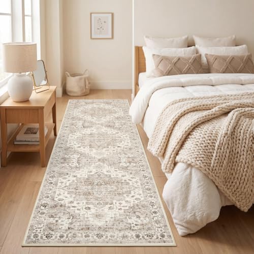 Garvee 2x6 Washable Runner Rug Non Slip Vintage Boho Brown Hallway Runner - Image 3
