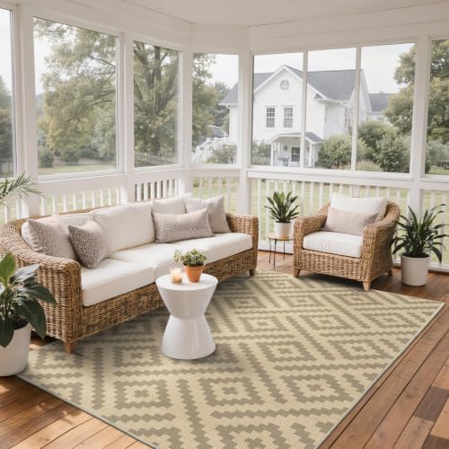 GENIMO Outdoor Rug, Waterproof Plastic Rugs for Patio, 6'x9' Oat Beige - Image 4