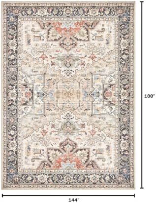 12x15 Area Rugs for Living Room - Large Carpet Ultra Thin Soft Washable Oriental Vintage Floral Distressed Big Indoor Carpets for Bedroom Nursery Dorm Home Decor Aesthetic - Multi Color - Image 2