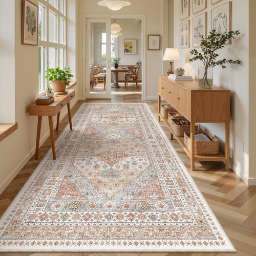zesthome 4x10 Runner Rug Non Slip,Washable Hallway Runner Rug,Orange - Image 3