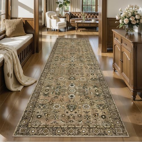 Tangsoo Brown 3x10 Washable Runner Rugs for Hallway, Runner Rugs Non Slip by Tangsoo