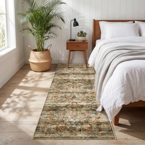 GarveeHome Washable Rug Runner 2x6 Vintage Runners for Hallways Grey/Orange - Image 2