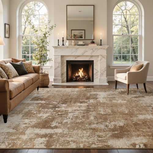 5x7 Ft Abstract Washable Area Rugs for Living Room Brown - Image 2