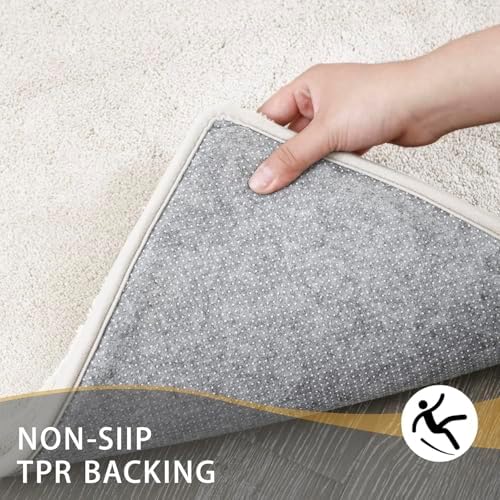 MINIDEAR Bathroom Rugs 24x17 Beige - Thick Memory Foam Bath Mat, Ultra Soft & Plush Fluffy, Non-Slip, Quick Dry, Absorbent Washable Floor Microfiber Mat for Tub, Home Decor Accessories - Image 2