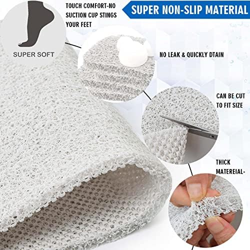 godehone Shower Mats Non Slip Without Suction Cups, PVC Loofah Bathroom Mats, Loofah Mats for Shower and Bathroom, Quick Drying, 15.7× 36 Inch, White - Image 4