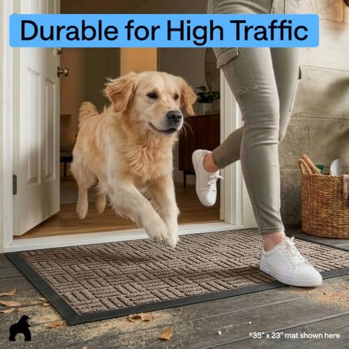 GORILLA GRIP WeatherMAX Door Mat, Indoor Outdoor Use, 47x35, Beige Maze - Image 6