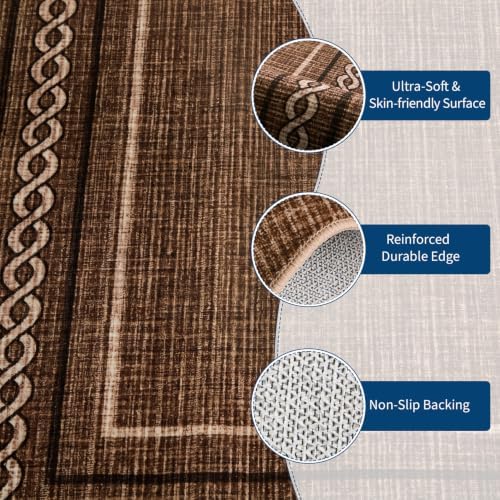 GarveeHome Scalloped Washable Rugs 5x7 for Living Room Non Slip, Mocha - Image 6