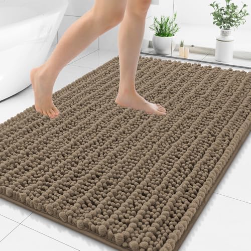 Smiry Bathroom Rugs 50X30, Extra Soft Rubber Backing Chenille Bath Mats by Smiry