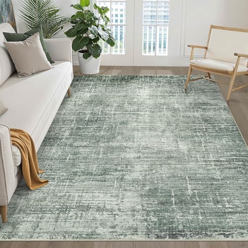 LOONGRUG 5x7 Area Rug Washable Modern Living Room Rug Bright Green by LOONGRUG