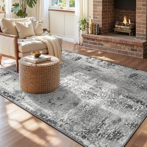 Entryway Rug 3x6 Grey Bedroom Area Rug Washable Non Slip Abstract Boho Rugs for Indoor Entry, Kitchen, Classroom, Bathroom, Kids Girls Room, Office, College Dorm Small Carpet - Image 2