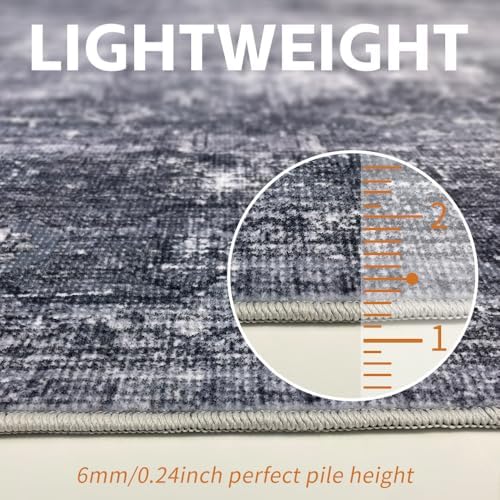 9x12 Light Grey Washable Area Rug for Living Room, Vintage Print - Image 6