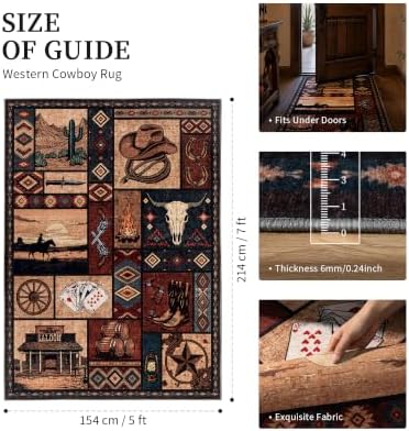 YIHOUSE 5x7 Western Cowboy Area Rugs for Living Room - Image 2