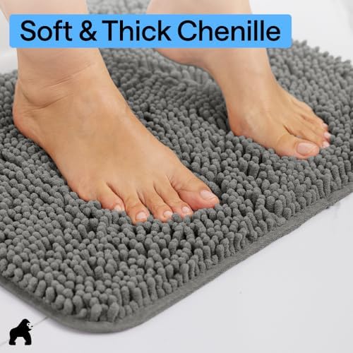GORILLA GRIP Bathroom Area Rug Sets 2 Piece, Soft Chenille, 30x20 Charcoal - Image 5