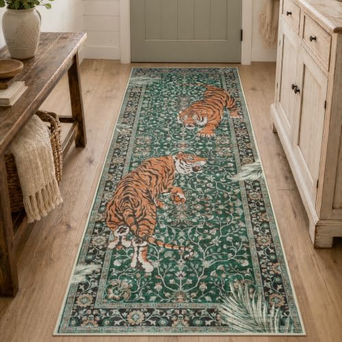 Moynesa Washable 2x6 Boho Tiger Runner Rug, Non Slip Runner for Hallway by Moynesa