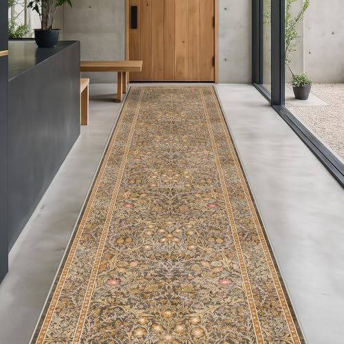3x12 Extra Long Runner Rugs for Hallways, Vintage Washable Kitchen Floor Mats Non Slip, Floral Entryway Rug Indoor, Low Pile & Soft Stain Resistant Carpet - Oriental Home Décor by HazoHaus