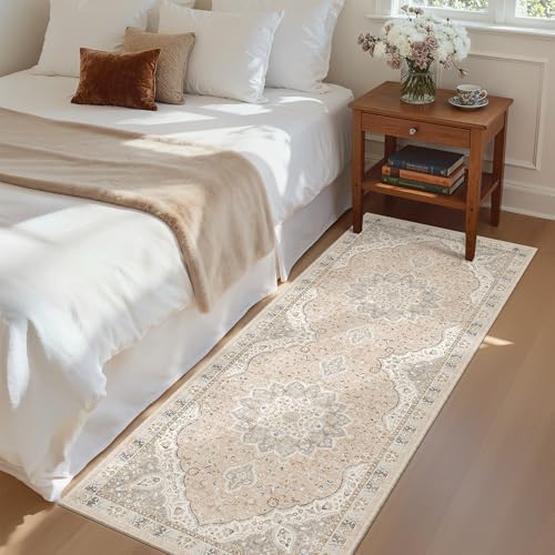 Madane Hallway Runner Rug 2x5 Washable Entry Rugs Non-Slip, Pink/Gray by Madane