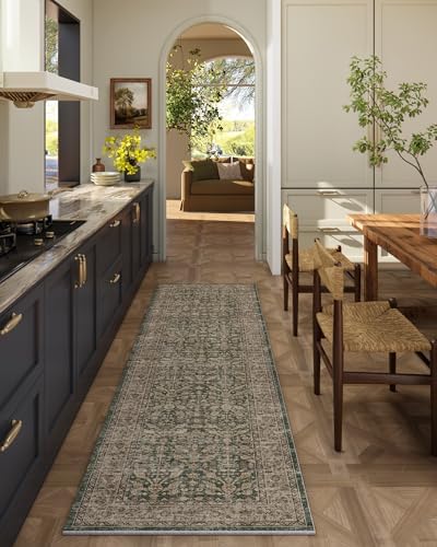 Machine Washable Hallway Runner Rugs: 2'x6' Kitchen Rug Stain Resistant Non Slip Low Pile Soft Carpet Runners for Hallways Indoor Entryway Kitchen Laundry Room Bedroom Bathroom Farmhouse by palohom