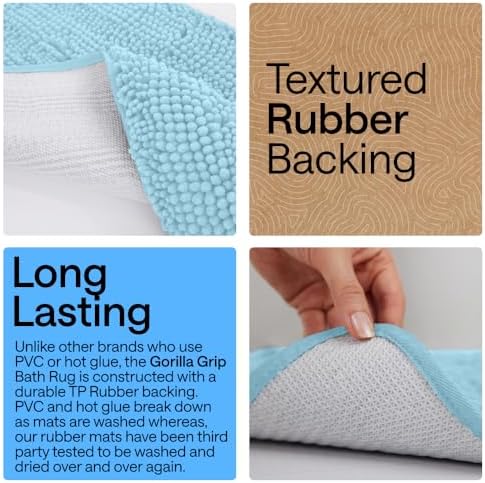 GORILLA GRIP Bathroom Area Rug Sets 2 Piece, Soft Chenille, 30x20 Sky Blue - Image 4