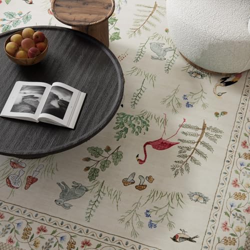9x12 Area Rugs for Living Room: Washable Bedroom Rug Vintage Stain Resistant Non Slip Low Pile Soft Lightweight Carpet for Kitchen Dining Room Farmhouse Nursery Kids Room Home Office - Image 3