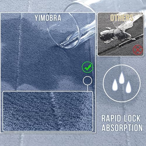 Yimobra Memory Foam Bathroom Mat Set, 24 x 17 & 24 x 20 in, Denim Blue - Image 4