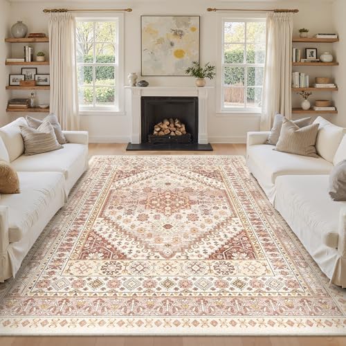 zesthome 8x10 Area Rugs for Living Room,Large Washable Rug,Red by Zesthome