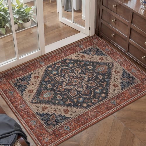 Tangsoo Vintage 2x3 Washable Rugs for Entryway, Non Slip Small Area Rug by Tangsoo