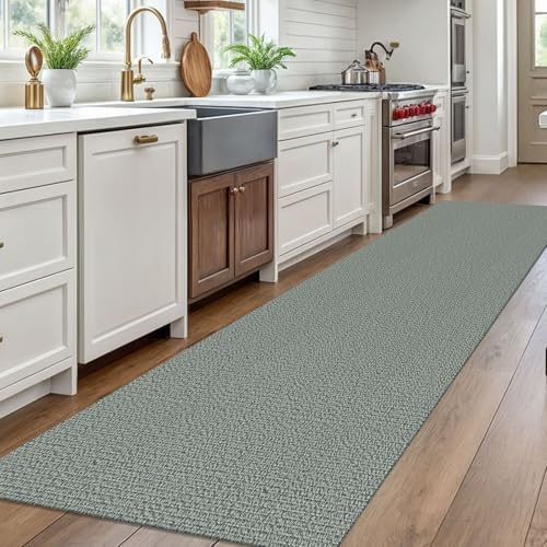 EARTHALL Washable Runner Rug, Non Slip Hallway Runner, 3x10 Ft, Green/Grey - Image 5