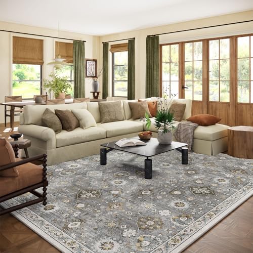 Machine Washable Rug for Living room: 9x12 Area Rugs Boho Vintage Rugs Stain Resistant Non Slip Low Pile Lightweight Soft Carpet for Bedroom Kitchen Dining Room Nursery Kids Room Farmhouse Home Office by palohom