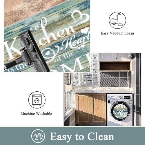 Vaukki Boho Kitchen Rug Sets 3 Piece,Teal Brown Washable Kitchen Floor Mat - Image 4