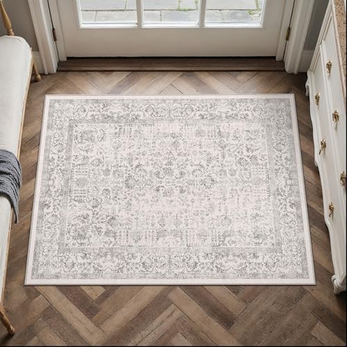 PureCozy Gray Entryway Area Rug 2x3 Vintage Floral - Image 2