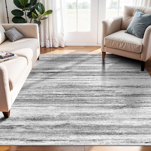 4x6 Rugs for Living Room: Non-Slip Washable Area Rug for Hallway Entryway Kitchen Bedroom - Easy-to-Clean Stain and Water Resistant Carpet - Soft Low-Pile Throw Mat Grey by WIEVEDENS