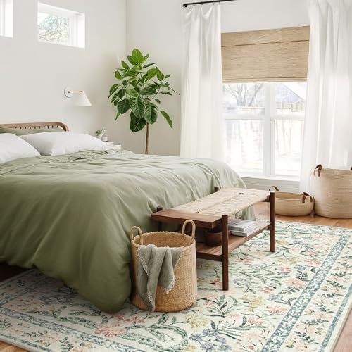 Wonnitar Boho Washable Rug 8x10, Large Area Rug for Living Room, Soft Floral Carpet for Bedroom Non Slip, 8 x 10 Indoor Beige Carpets for Nursery Dining Room Apartment Office Decor - Image 6