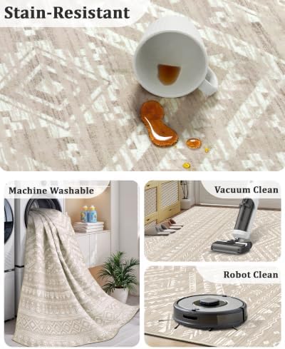 Miukiki 2x3 Entryway Rug Washable Non Slip Moroccan Area Rugs Brown - Image 4