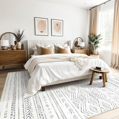 Tortania Area Rug Living Room Rugs- 12x15 Washable Large Soft Neutral Boho Moroccan Bohemian Farmhouse Rug Indoor Floor Carpet for Bedroom Under Dining Table Home Office Decor - Beige Gray - Image 2