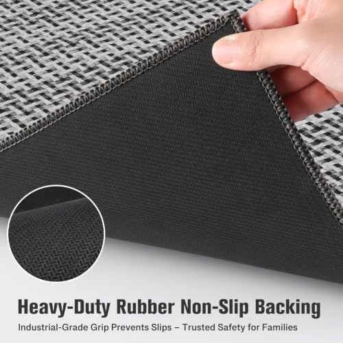 StepRite Kitchen Rugs 2 PCS, Kitchen Mats for Floor, 20"x32"+20"x60", Black - Image 4