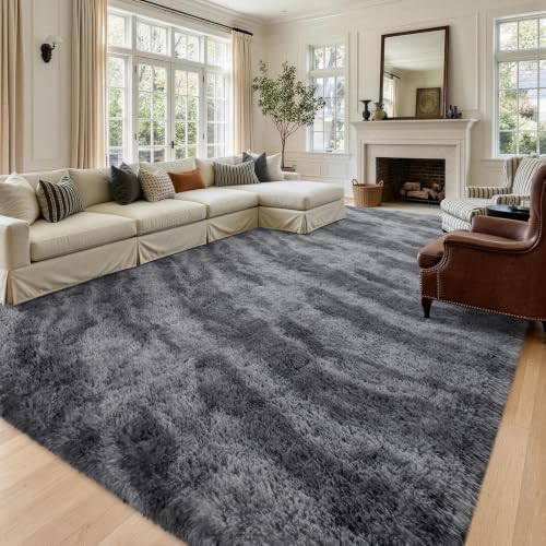 8x10 Extra Large Grey Fluffy Soft Area Rug Non-Slip for Living Room Bedroom by ModernHomeDecor
