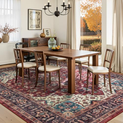 8x10 Washable Area Rugs for Living Room Bedroom, Non-Slip Burgundy - Image 4