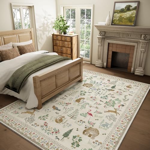 5x7 Area Rugs for Living Room: Washable Bedroom Rug Vintage Rugs Stain Resistant Non Slip Low Pile Soft Lightweight Carpet Rugs for Kitchen Dining Room Farmhouse Nursery Kids Room Home Office - Image 2
