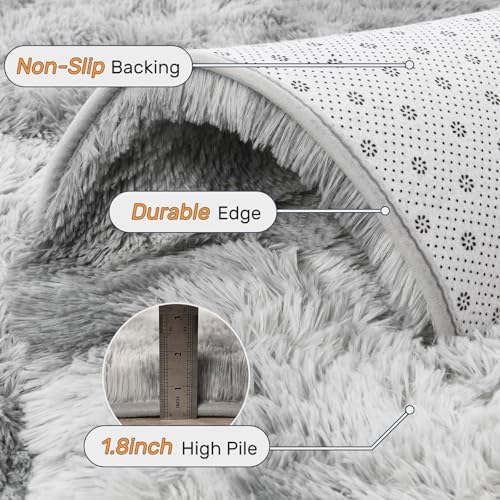 5x8 ft Rug for Living Room Fluffy Grey White Shag Rug Non-Slip Area Rugs Carpet for Bedroom Nursery Kids PlayRoom Dorm Office Indoor Modern Plush Carpets - Image 5