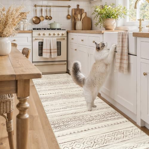 Nakagishi Boho 2x6 Runner Rug Machine Washable Rugs Non Slip Brown - Image 4