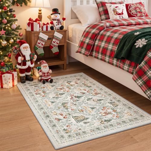 Christmas Area Rug 2x3, Washable Rugs for Entrance (2'x3', Grey) - Image 4