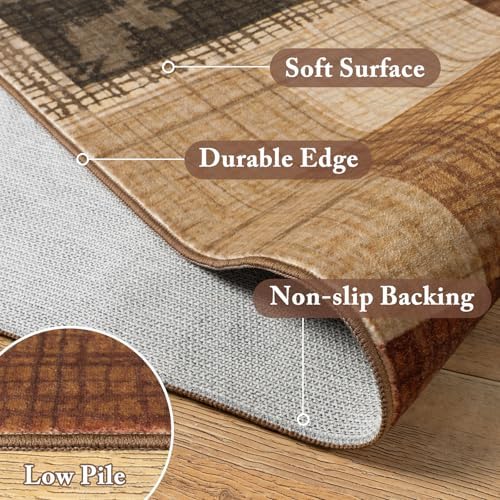 Washable 4x6 Entryway Rug, Area Rugs for Bedroom Kitchen, Red-Brown - Image 5