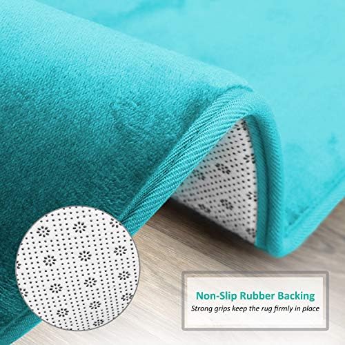 Clara Clark Bathroom Rugs, Velvet Memory Foam Bath Mat, Non-Slip, Machine Washable Bath Rugs - Dries Quickly, Ultra Soft Plush Bath Mats for Bathroom, 17 x 24, Teal Blue - Image 4