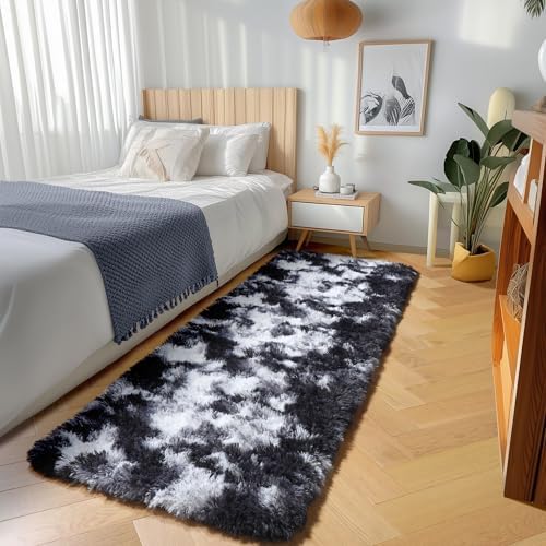 Runner Rugs for Bedroom Living Room, Fluffy 2x6 Black and White Area Rug - Image 4