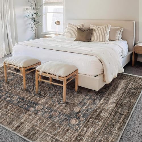 CHAMPLANT Area Rug 6'x9' Washable Vintage Traditional Floor Cover Thin Retro Kitchen Indoor Distressed Non Slip Carpet for Living Room Bedroom Dining Room - Image 2